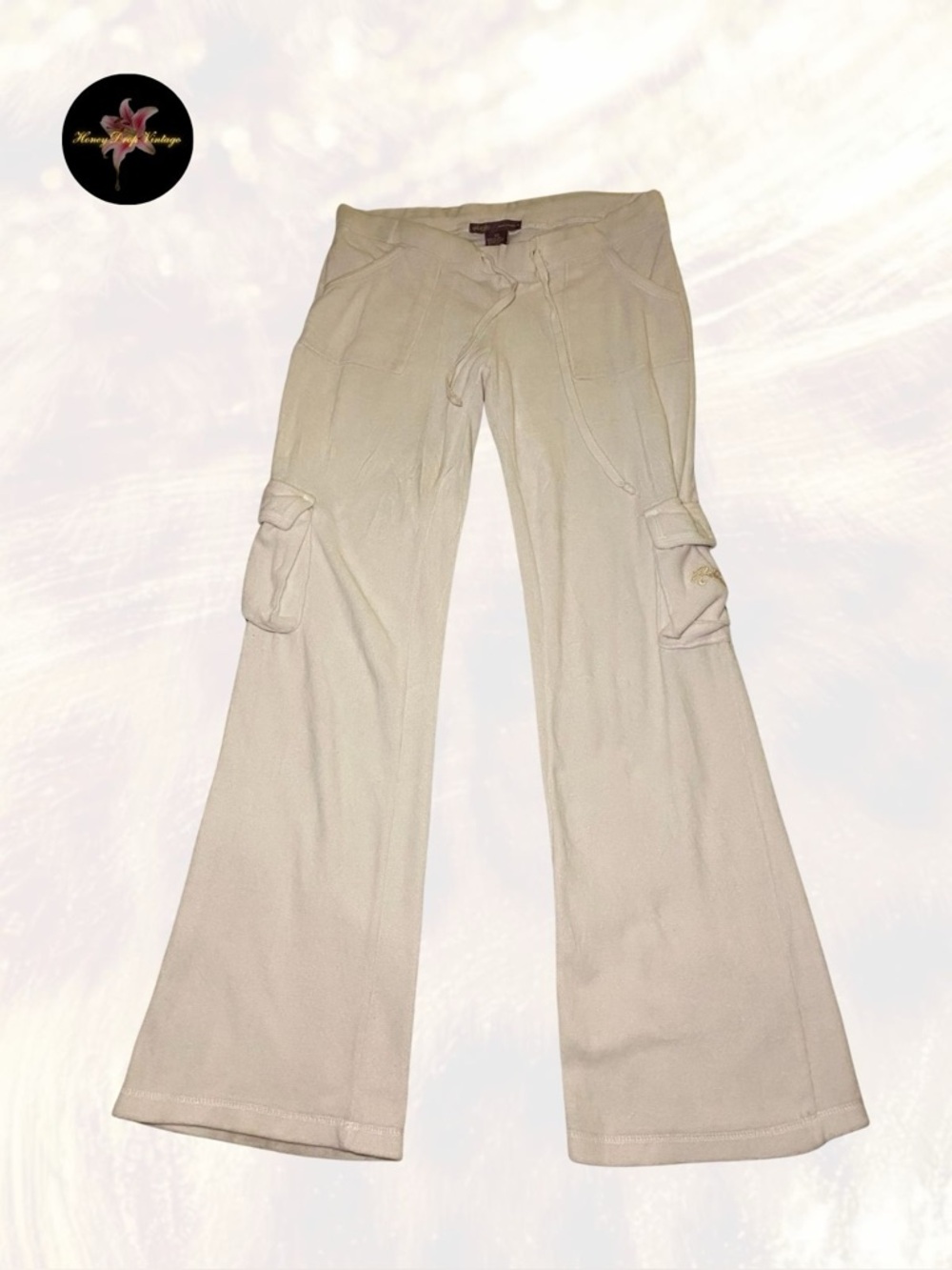 Hale Bob White Velour Cargo Flare Pants